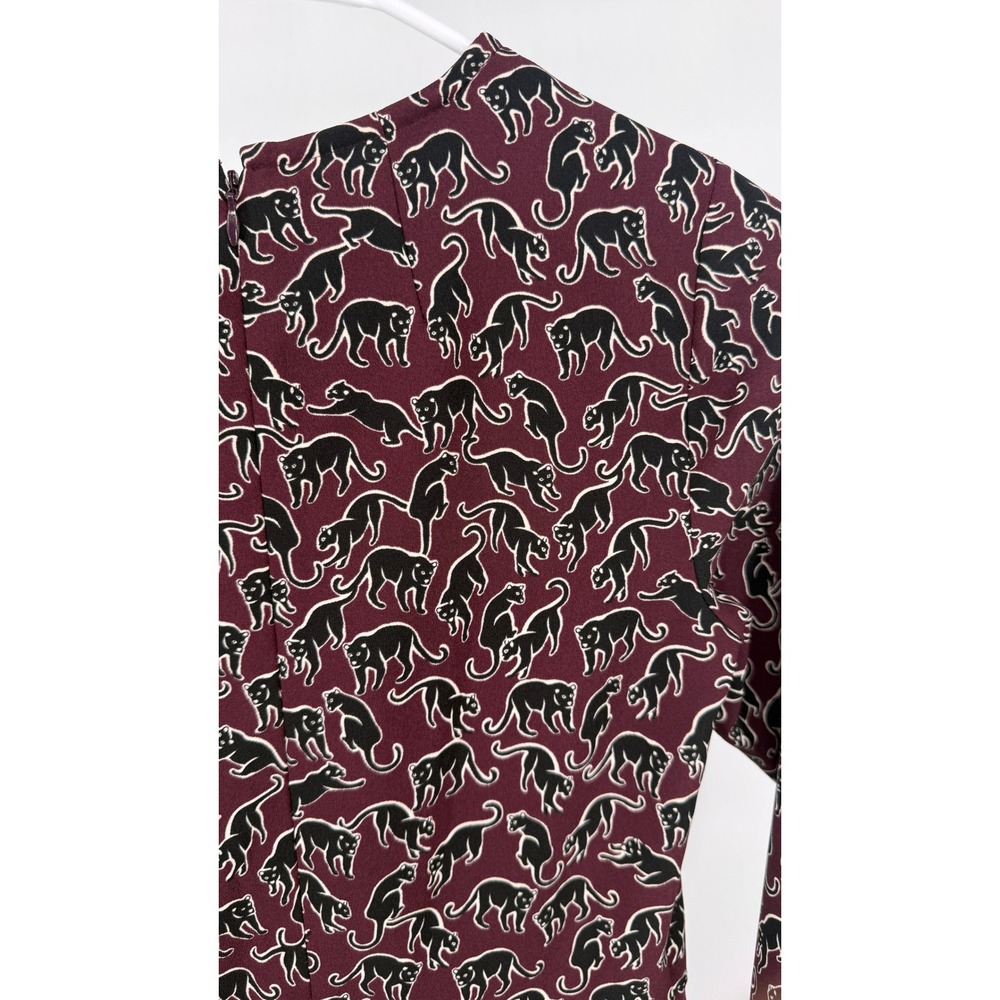 Ann Taylor Petite Black Panther Print Long Sleeve Fit Flare Dress Size 0P - Picture 4 of 7